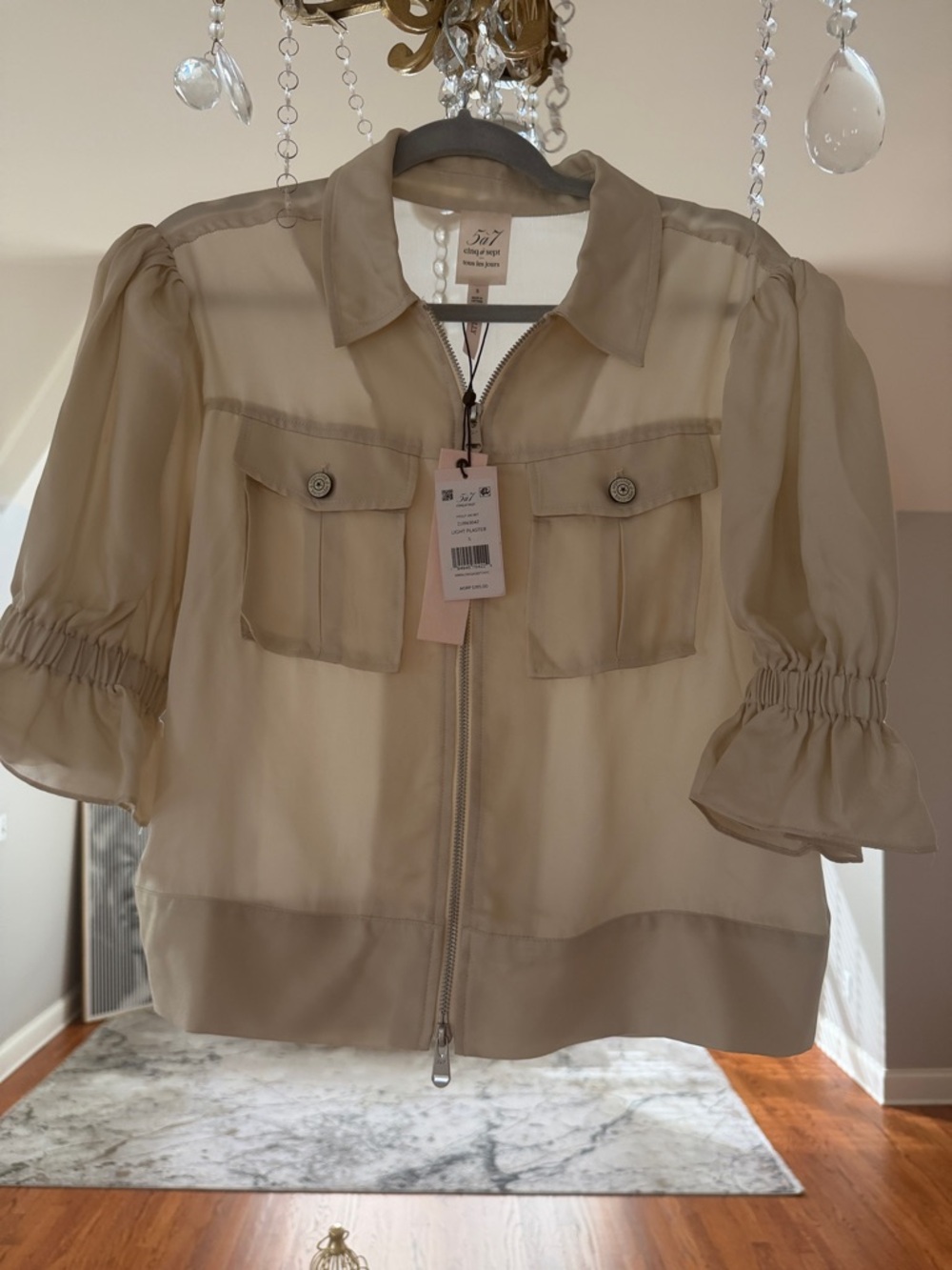 cinq a sept Sheer Taupe Utility Jacket